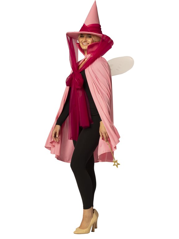 Fairy Godmother Hat, Cape & Wand, Pink Halloween Costume, Women, One Size Fits Most, 30146-OS