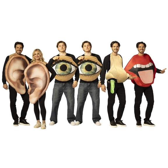 Imposta Costumes Pair of Ears Couple (30149-OS), 2 Blinking Eyes (30153-OS), Nose w. Green Booger (30154-OS), & Big Lick Lips & Tongue (30111-OS) Group Halloween Costume, Unisex, One Size, 20180