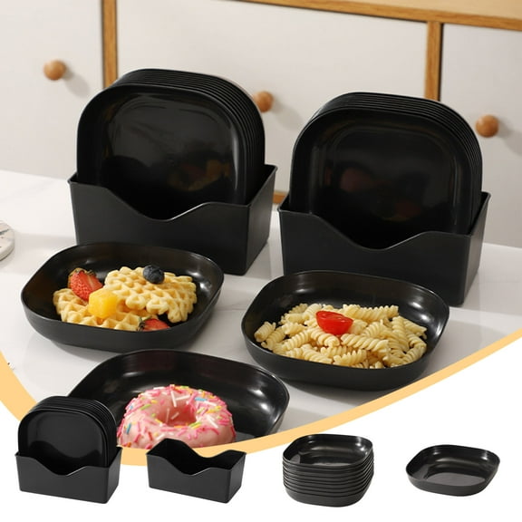 Impregnable Dinner Plate | Plastic Microwave Safe Lightweight Reusable Dinnerware | Square 5.7x5.7in Dishwasher Safe Travel Plate | Elegant Non-Breakable Solo Pack | Multipurpose Kitchen Camping