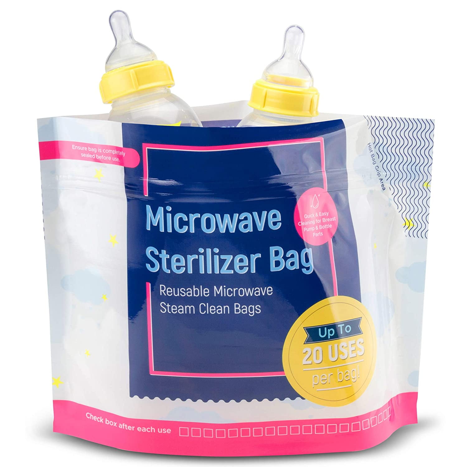 ECOOPTS 12 Count Microwave Steam Sterilizer Bags Reusable Micro-Steam Bags  for Baby Bottles and Breast Pump Sterilizer Parts Microwave Steam Bags