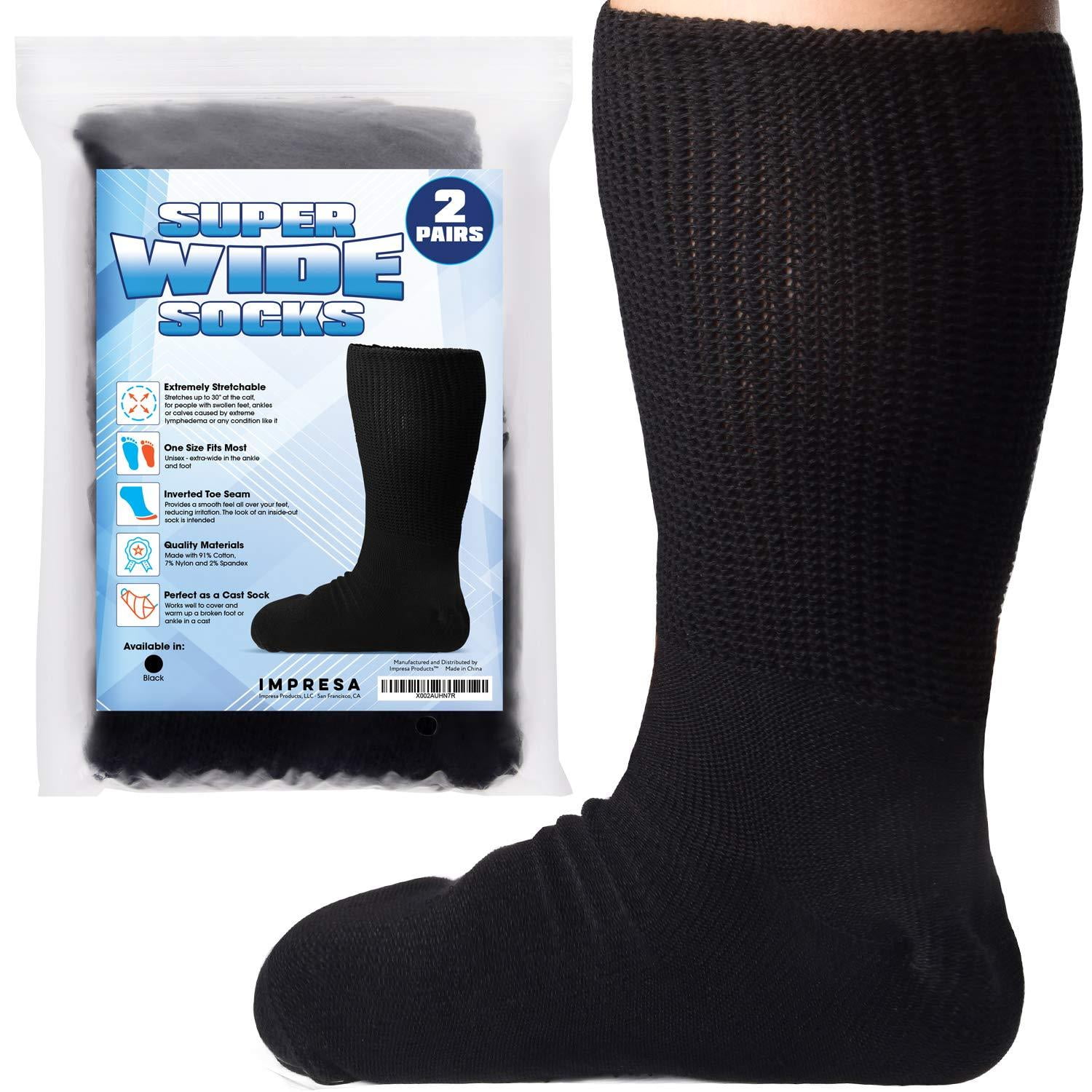 Impresa 2Pack Extra Width Black Socks for Lymphedema Bariatric Sock