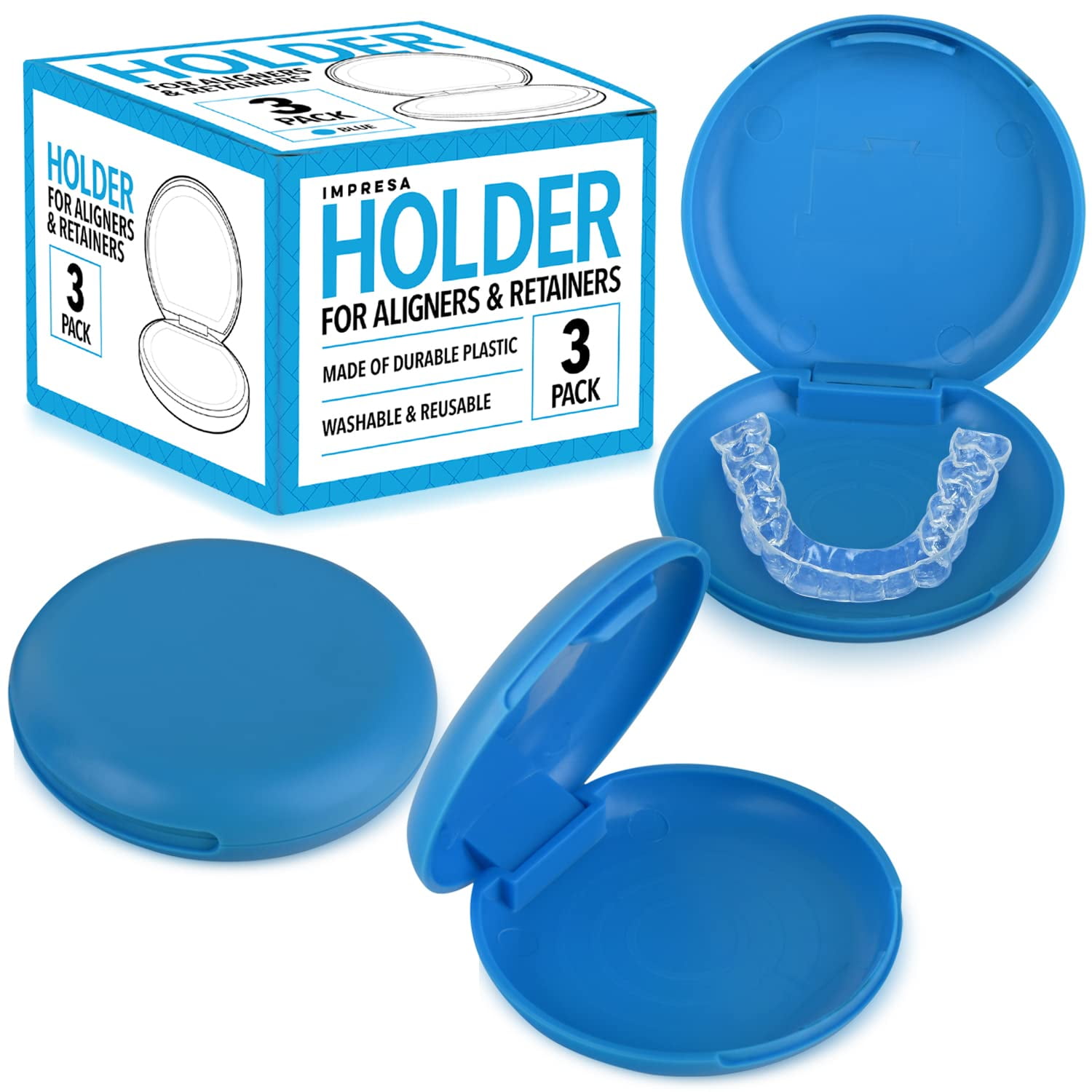 Impresa 3-Pack Retainer Case Set Intended for Invisalign Teeth Aligner