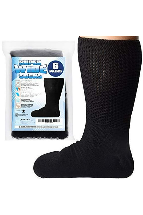 6-Pack Extra Width Socks for Lymphedema - Bariatric Sock