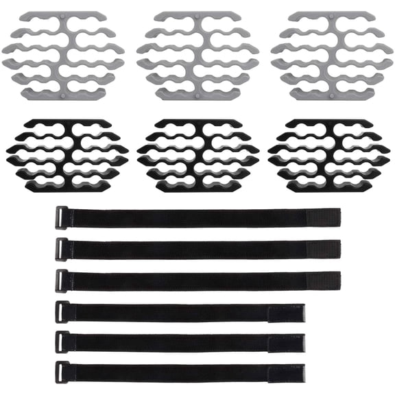 Impresa Cable Organizing Kit, 6 Network Cable Management Tools and 6 Fasteners (Black-Gray)