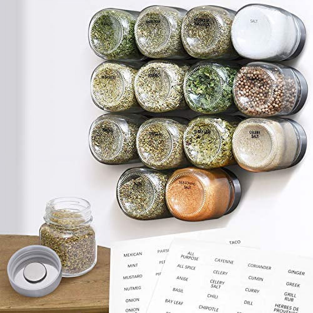 Impresa Large 4oz Magnetic Spice Jars - Glass [15 Pack]