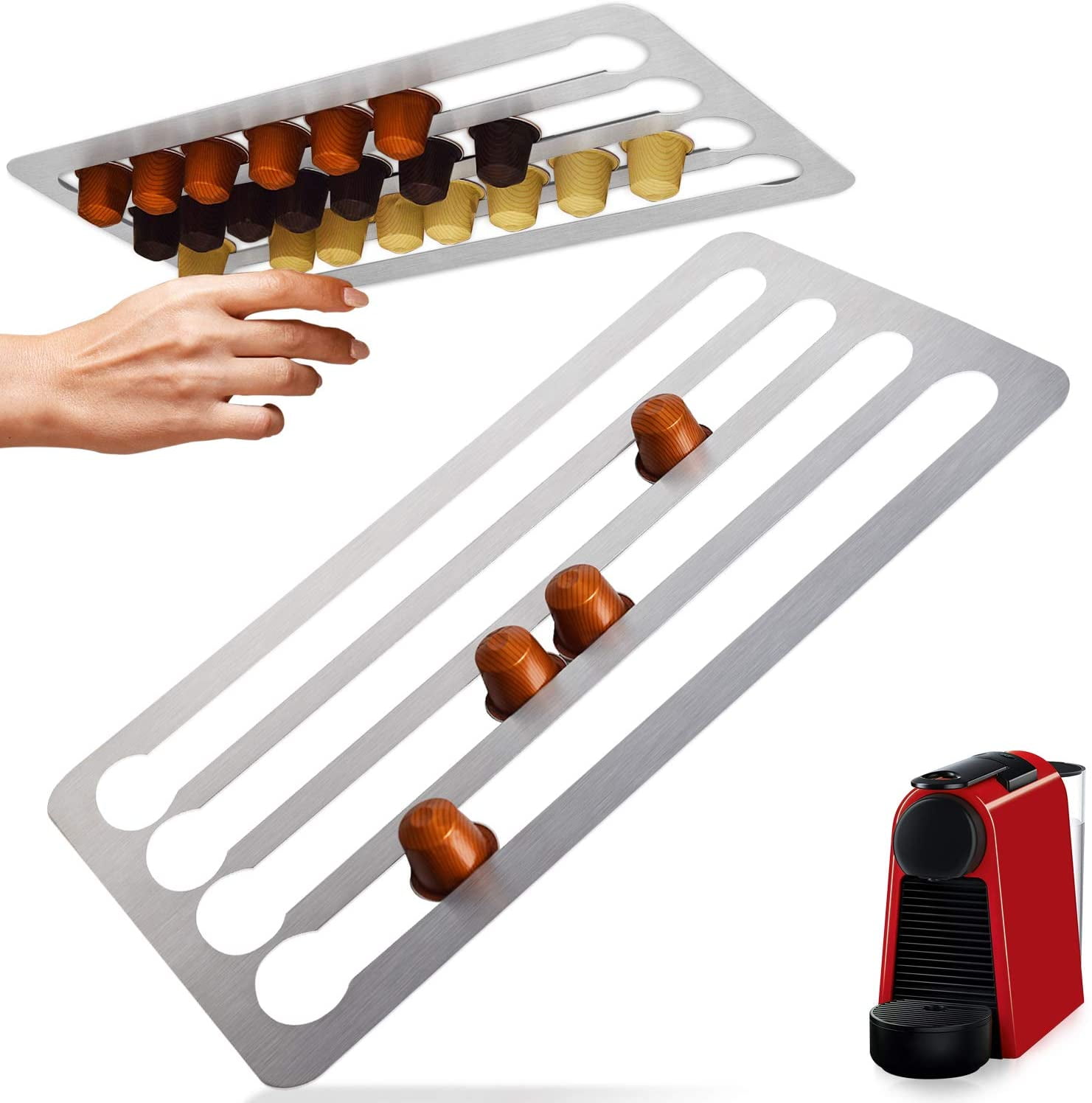 Stainless Steel Wall-Mounted Capsule Holder for Nespresso Pods