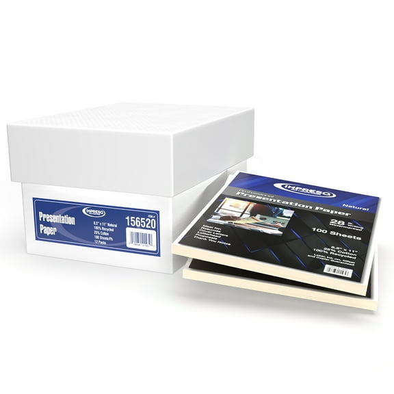 Impreso Resume/Presentation Paper, 8.5 x 11, 28 lb., 25% Cotton, 100% Recycled.… (12 Pack - 1200 Sheets)…