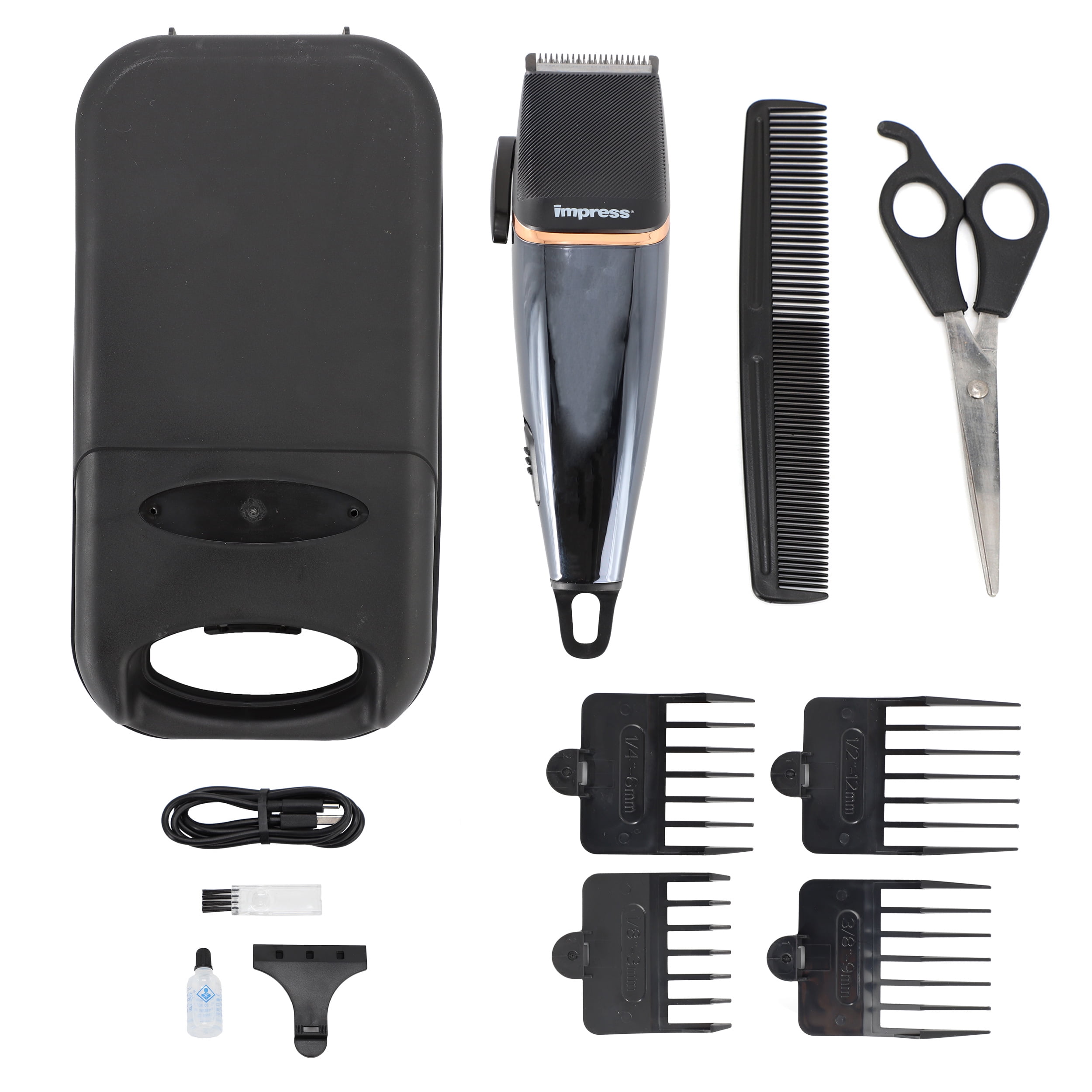 Impress 12 Piece Cordless Rechargeable Hair Cutting Kit with Storage Case