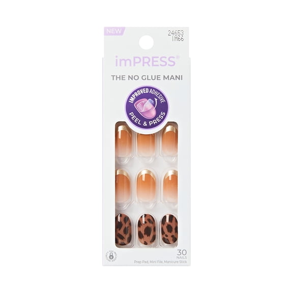 Impress Design Press On Nails, 'Polar', Brown, Short Oval Shape, 30 Count