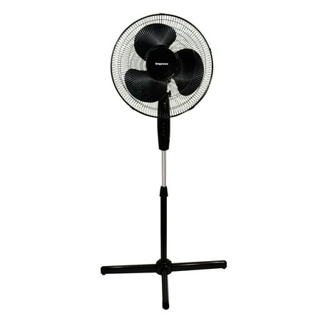 Impress IM-727B-FAN16-CP Impress Easy-Assemble 3-Speed 16-Inch Stand Oscillating Pedestal Floor Fan - Black