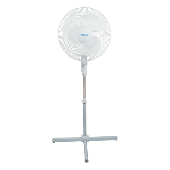 Impress IM-726W-FAN16-CP Impress Easy-Assemble 3-Speed 16-Inch Stand Oscillating Pedestal Floor Fan - White