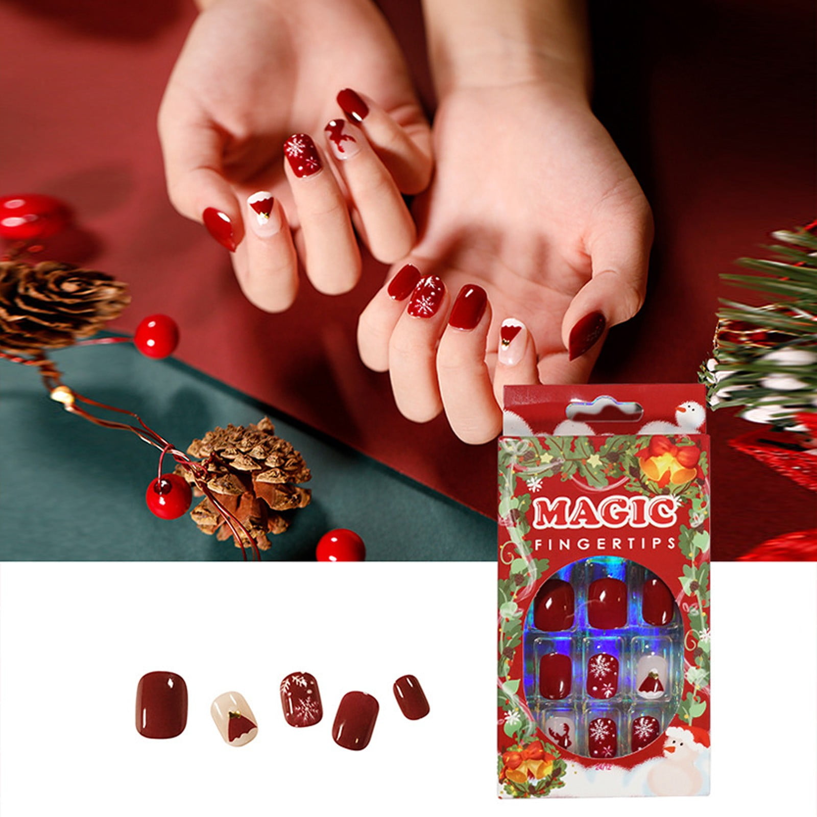 Impress Press On Nails Short Wear False Nails On Christmas Day Nail