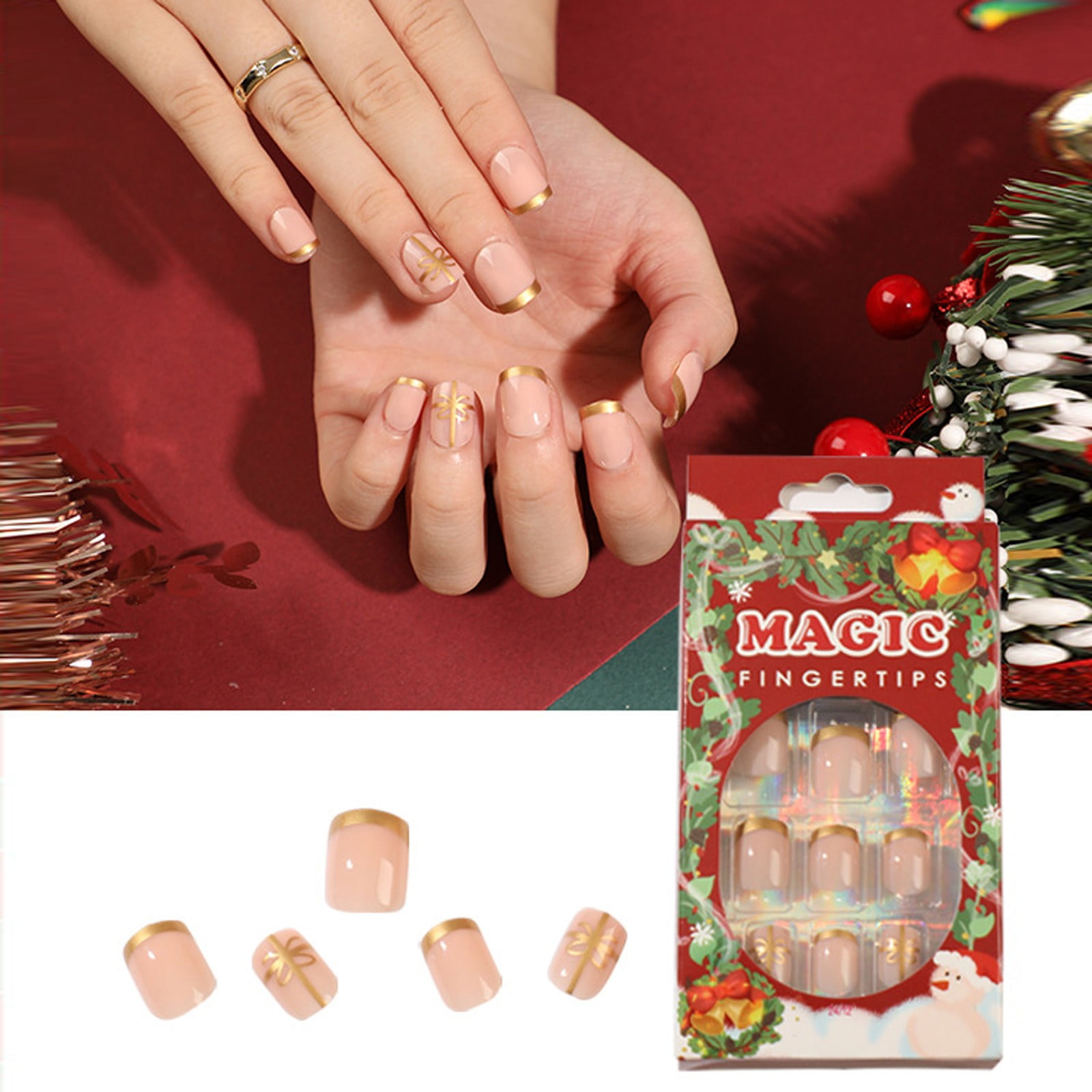 Impress Press On Nails Short Wear False Nails On Christmas Day Nail
