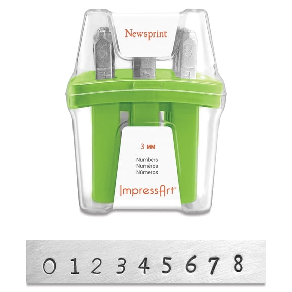 ImpressArt Letter and Number Stamp Set - Newsprint, Numbers, Set of 9