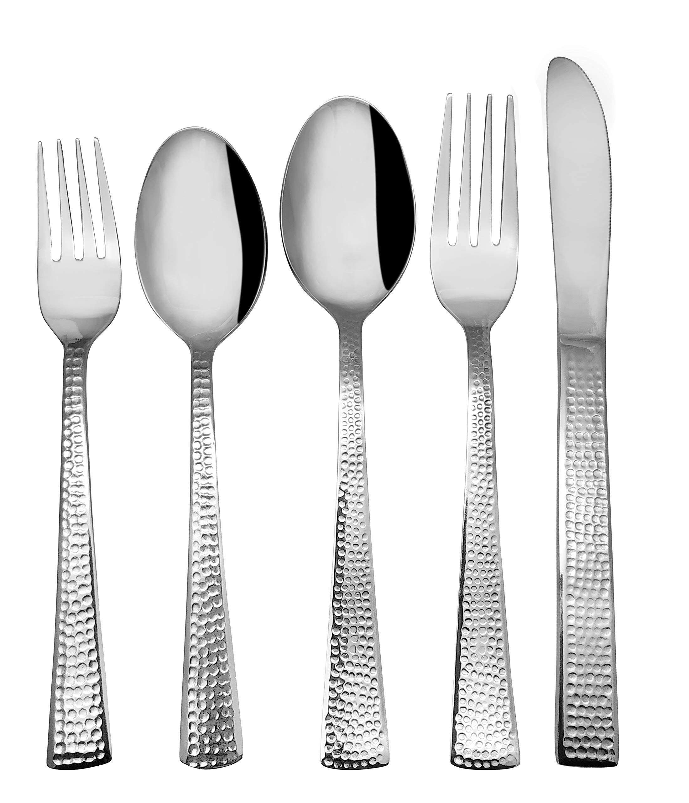 Impressa 20-Piece Silverware Set Flatware Stainless Steel Utensils for Kitchen Apartment Essentials - Service for 4 - Tableware Home Cutlery Set Dishwasher Safe, Hammered