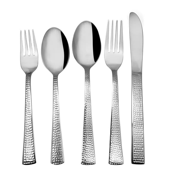 Impressa 20-Piece Silverware Set Flatware Stainless Steel Utensils for Kitchen Apartment Essentials - Service for 4 - Tableware Home Cutlery Set Dishwasher Safe, Hammered