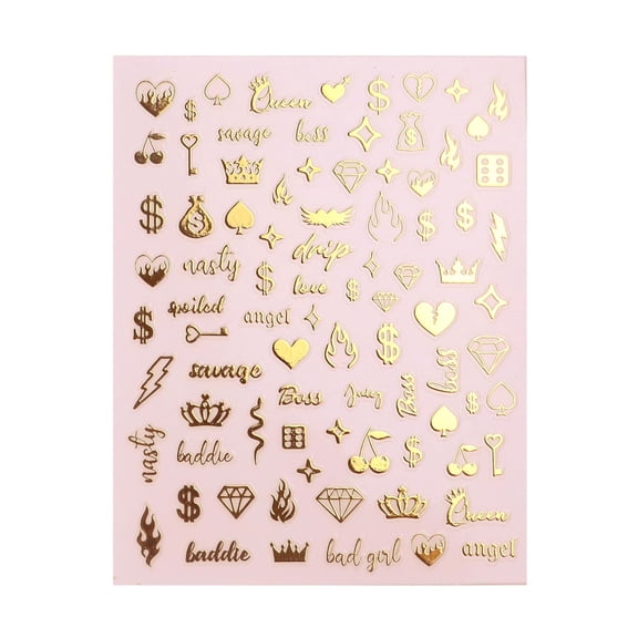 Impressed 5 Sheets Gold Holographic Nail Art Stickers - 500+ Small Customized Nail Decals for Fake Nail Design Decorations  Cute Salon Nails Accessories - Manicure Dcor Supplies for Women and Men