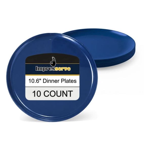 Impresserve 10" Edge Collection Disposable Dark Blue Plates - 10 Count