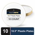thumbnail image 1 of Impresserve Edge Collection Disposable Plastic Plates, 10.5”, White & Gold , 10 Count, 1 of 8