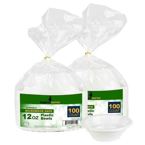 Impresserve 12 oz. White Disposable Plastic Bowls - 200 Count