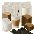thumbnail image 1 of Impresserve 12oz Paper Coffee Cups with Lids, Sleeves & Stirrers, 240 Pack – White Disposable Hot Drink Cups for Coffee, Tea, Hot Chocolate, To-Go & Parties, 1 of 10