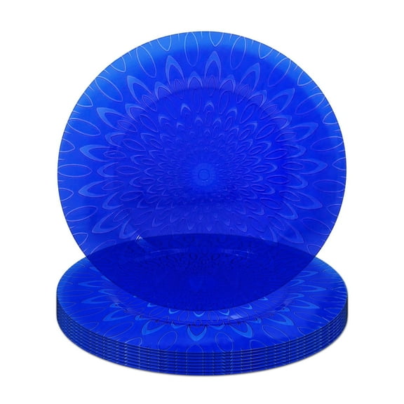 Impresserve 13-Inch Charger Plates, Raindrops Blue Design, Heavyweight Plastic, 8 Count – Ideal for Formal Dining, Weddings, and Special Events