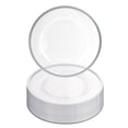 thumbnail image 1 of Impresserve 13-inch Disposable Plastic Clear Charger Plates with Silver Rim - 16 Count, 1 of 6