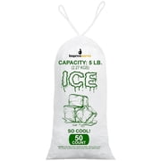 Impresserve Drawstring Plastic Ice Bags, Clear, 5 lb, 50 Count