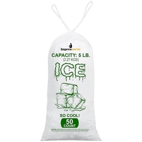 Impresserve Drawstring Plastic Ice Bags, Clear, 5 lb, 50 Count