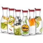 Impresserve 50 oz Plastic Beverage Carafe with Red Flip Tab Lid, Set of 6
