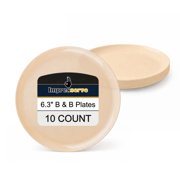 Impresserve Edge Collection Disposable Plastic Plates, 6", Beige, 10 Count