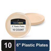 Impresserve Edge Collection Disposable Plastic Plates, 6, Beige, 10 Count