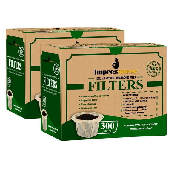 Impresserve Unbleached Paper Coffee Filters - 600 Count