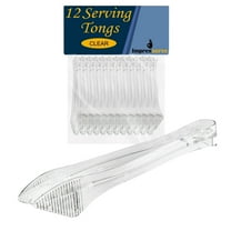 Impresserve 8.5" Disposable Plastic Clear Serving Tongs - 12 Count