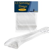 Impresserve 8.5" Disposable Plastic Clear Serving Tongs - 12 Count