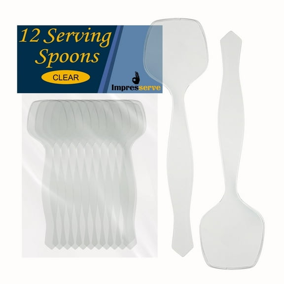 Impresserve 8.7" Clear Disposable Plastic Serving Spoons - 12 Count