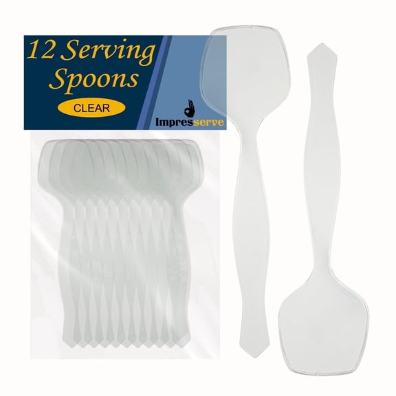 Impresserve 8.7" Clear Disposable Plastic Serving Spoons - 12 Count