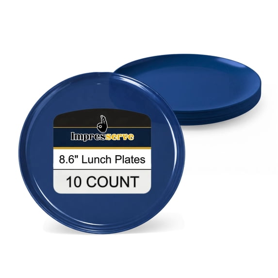 Impresserve 8" Edge Collection Disposable Dark Blue Plates - 10 Count