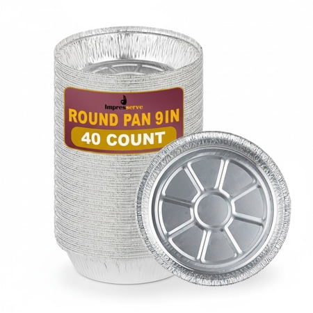 Impresserve 9" Aluminum Round Pans - No Lids - 40 Count