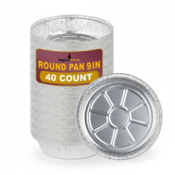 Impresserve 9" Aluminum Round Pans - No Lids - 40 Count