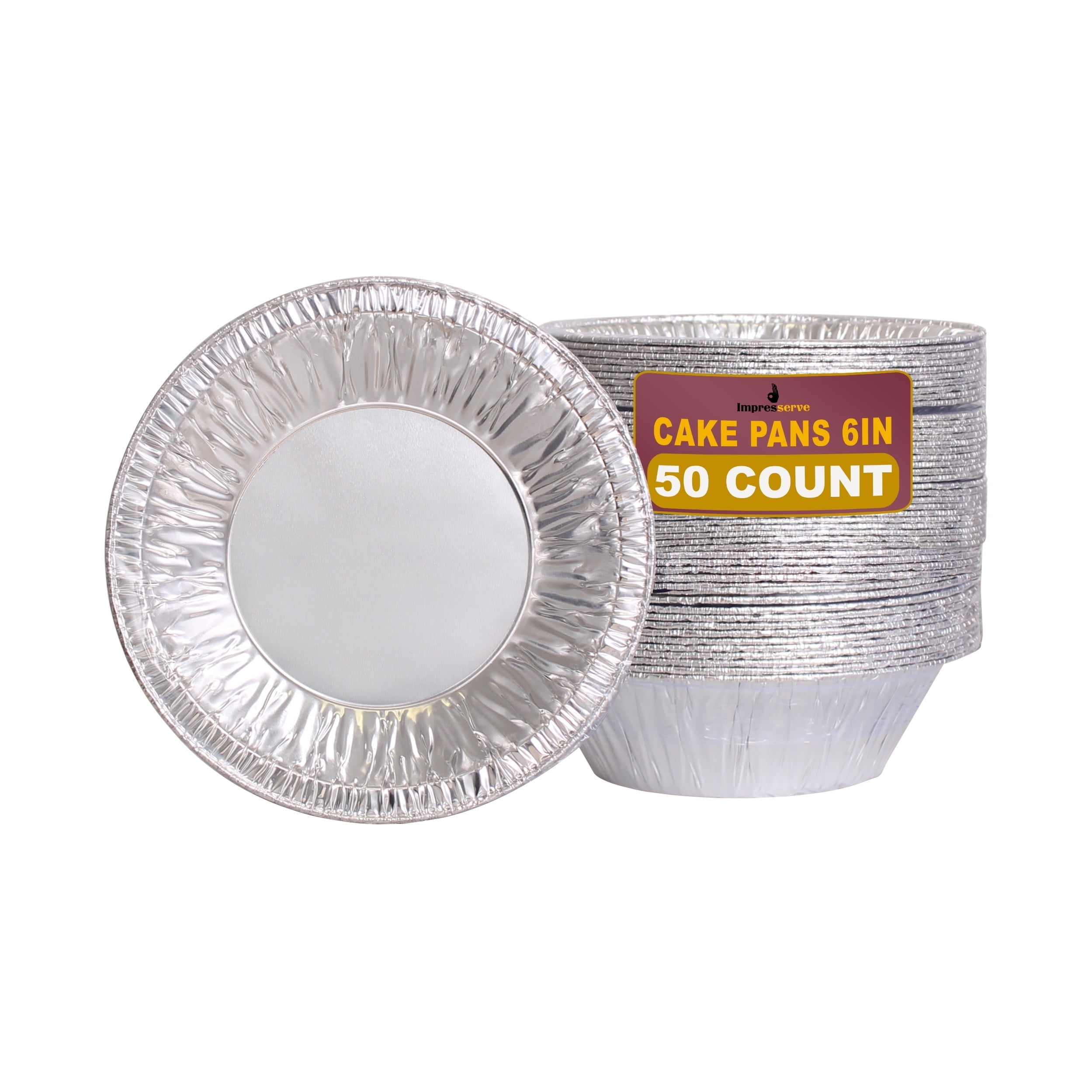 Impresserve Aluminum Foil Tart / Pie Pans - 5.5 inch, 50 Pack, Oven Safe Disposable Baking Pans