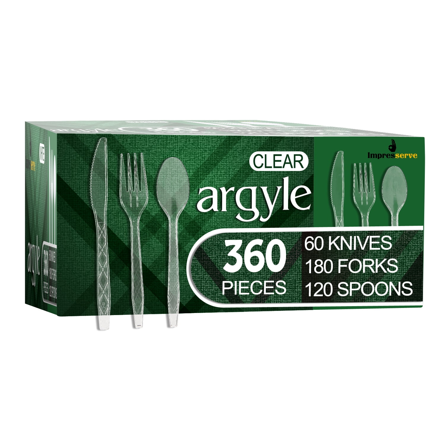Impresserve Clear Plastic Cutlery Heavy Duty & Solid Disposable