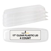 Impresserve Clear Plastic Lid for 17 Inch Rectangular Serving Tray, Snap-On Disposable Tray Cover, 4 Count