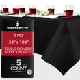thumbnail image 1 of Impresserve 54" x 108" Black Disposable 3-Ply Paper and Plastic Tablecloth – 5 Count, 1 of 5