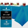 thumbnail image 1 of Impresserve 54" x 108" Blue Disposable 3-Ply Paper and Plastic Tablecloth – 5 Count, 1 of 5