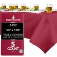 thumbnail image 1 of Impresserve Disposable Tablecloth, 54" x 108", Burgundy, 5-Count, 3-Ply Paper and Plastic, 1 of 5