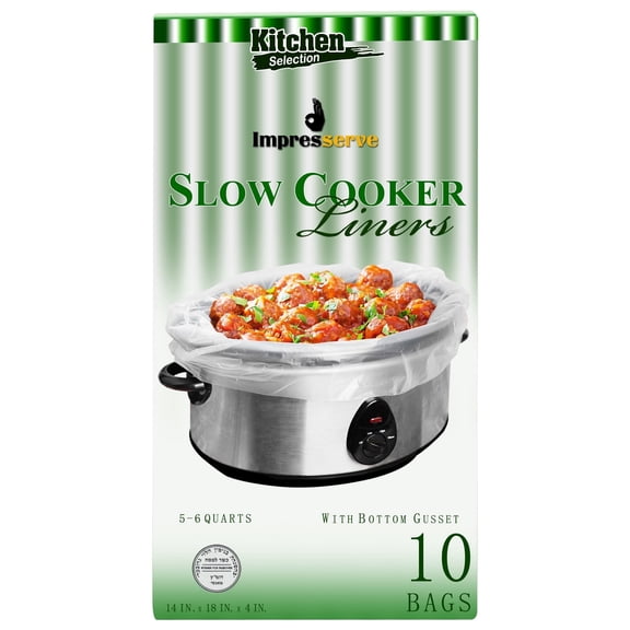 Impresserve Slow Cooker Liners for 5–6 Quart, BPA-Free Cooking Bags, Clear, 10 Count