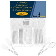 Impresserve 9.5" Clear Disposable Plastic Serving Utensils Set - 24 Count