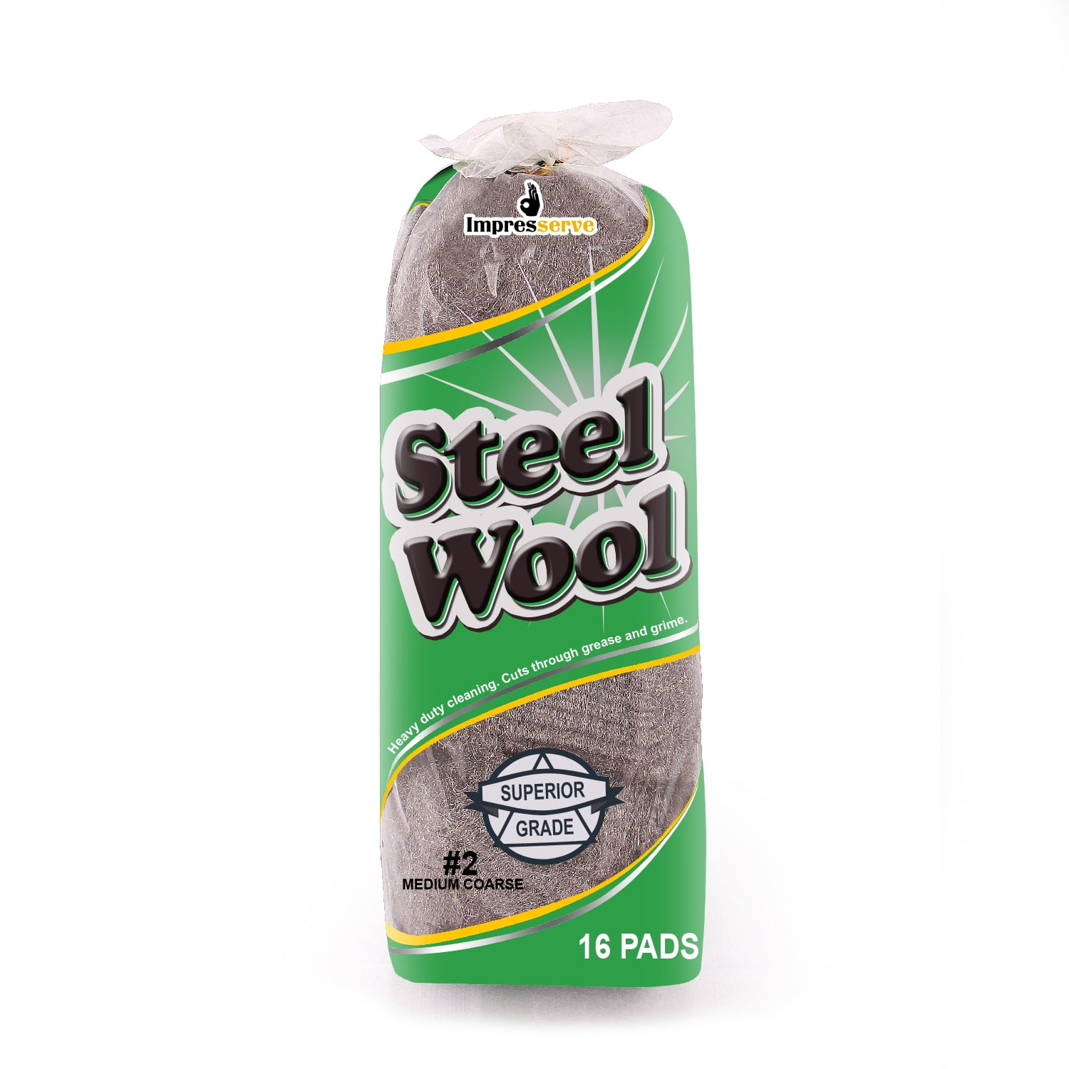 Impresserve Steel Wool Pads Grade 2, Coarse Scouring Scrubbing and
