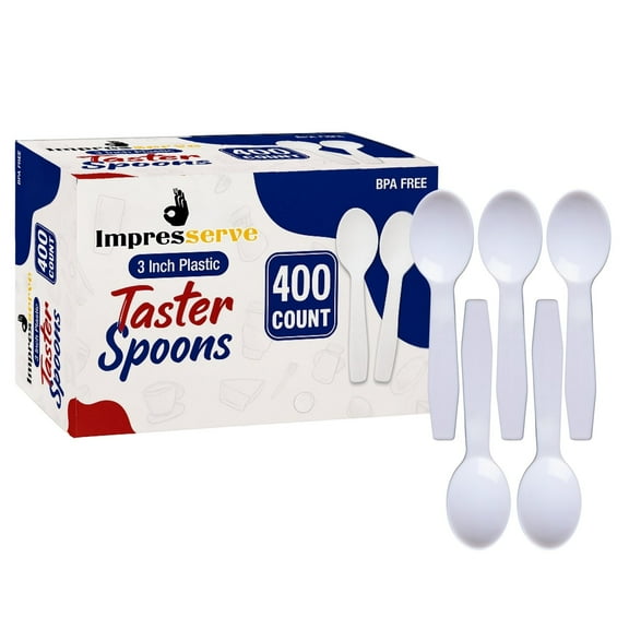 Impresserve White Disposable Plastic Taster Spoons - 400 Count